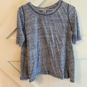 Free People Heathered Blue Short Sleeve‎ Shirt Small Flowy Relaxed Fit